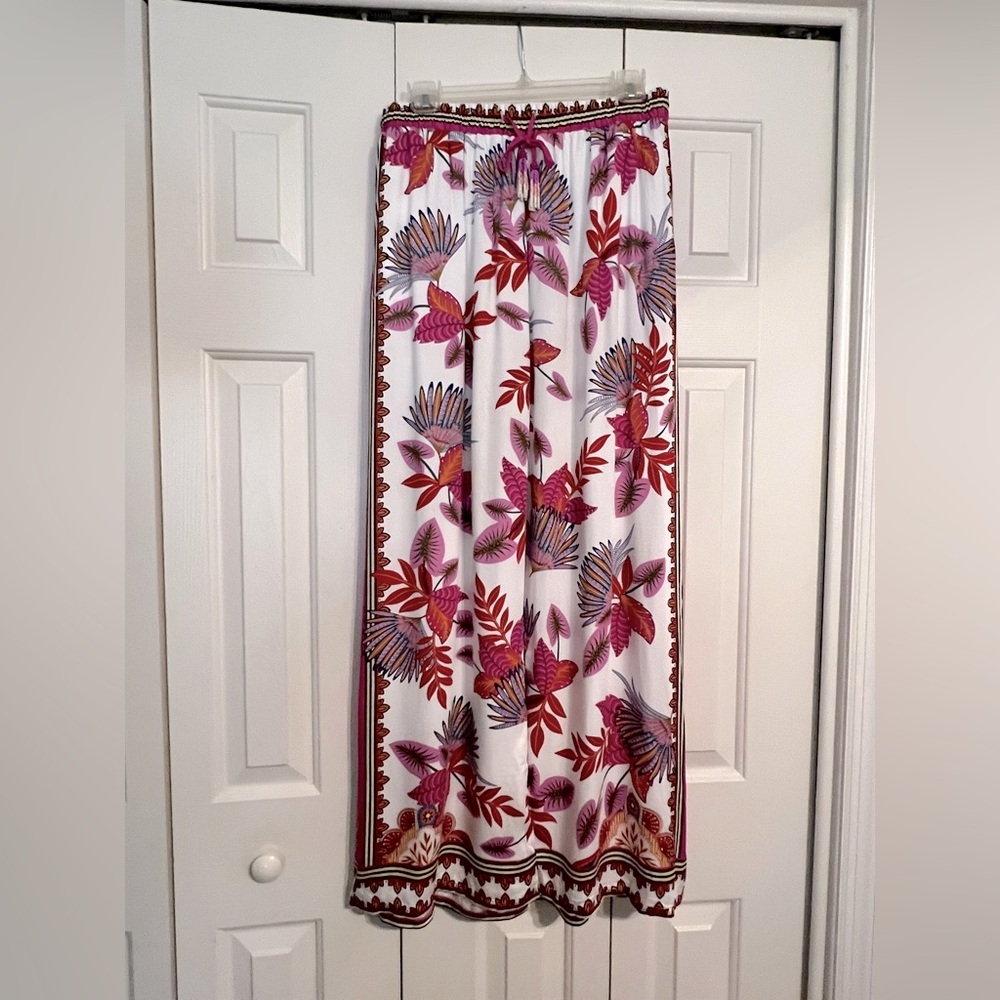 Haute Hippie Floral Maxi Skirt in Red and Pink